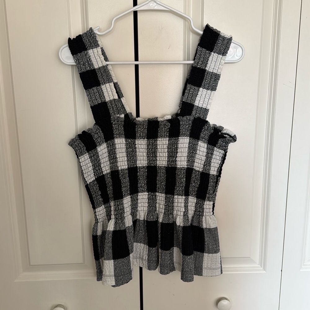 Black and White Scrunched Tank Top